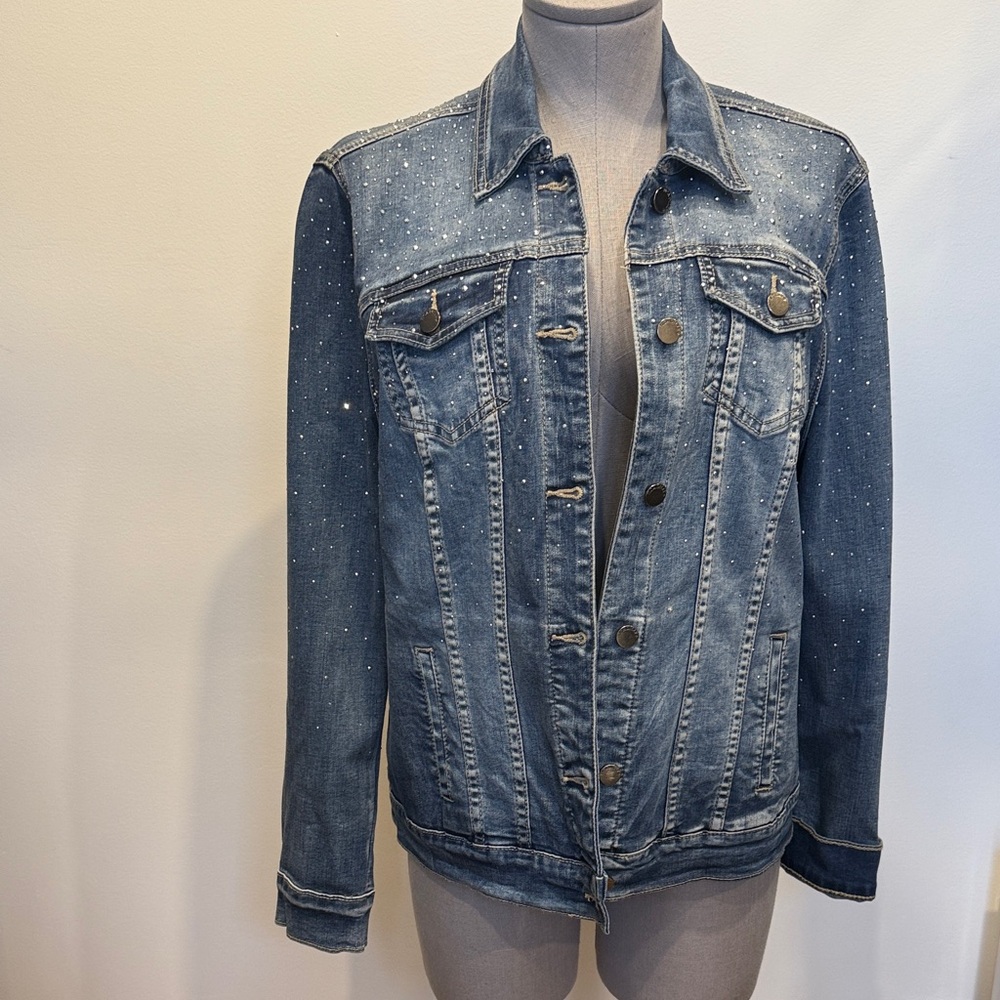 Picadilly Fashion Blue Denim Jean Jacket with Sparkle Detail